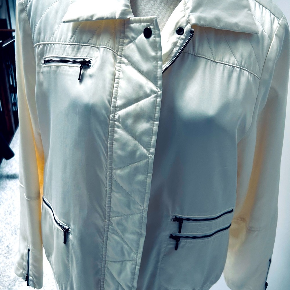 Ladies Sateen Bomber jacket from Chicos.